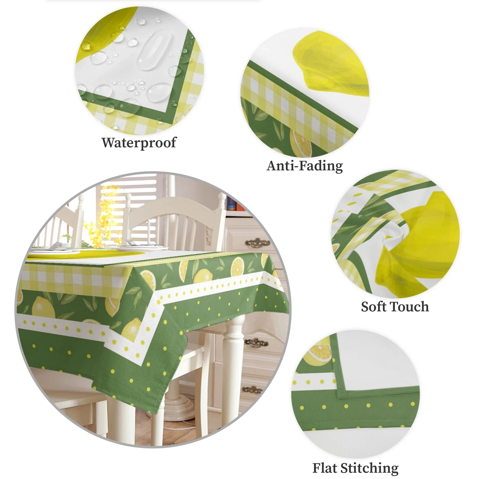 Lemon Fruit Polka Dot Lattice Wedding Party Table Cloth Wodoodporny olejoodporny obrus na stół kuchenny do wystroju domu