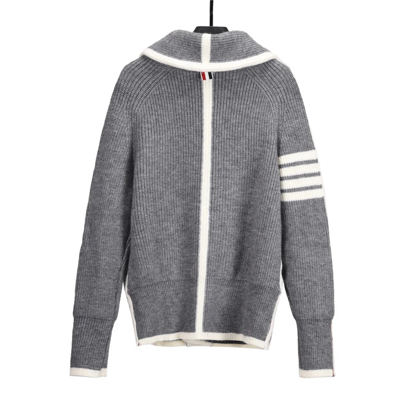 Шерстяной Свободный вязаный кардиган tb colorblock с V-образным вырезом женский