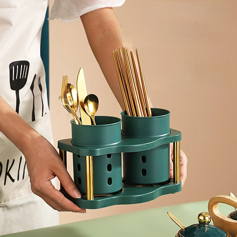 

Многофункциональный двойной держатель для столовых приборов из нержавеющей стали, сушилка для столовых приборов, домашняя кухонная кругла...