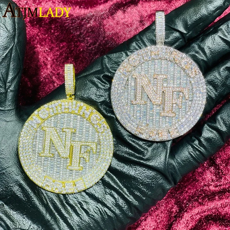 

Bling Full CZ Paved Letters Nothing Is Free NF Necklace Personalized Pendant Rope Chain Iced Out Cubic Zircon Hip Hop Jewelry