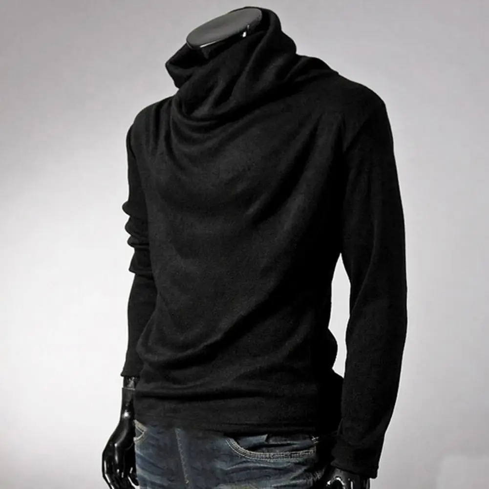 

Men's Turtleneck Sweaters Pullovers Pile-up Collar Slim Winter Base Shirt Fashion Knitted Pullovers Men CasualSweater