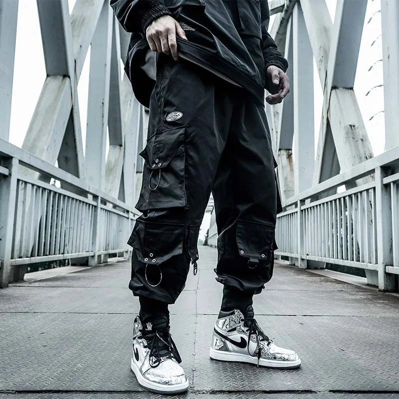 

Брюки-карго мужские, джоггеры, брюки в стиле хип-хоп, Techwear, брюки-карго в стиле хиппи, уличная одежда оверсайз с карманами