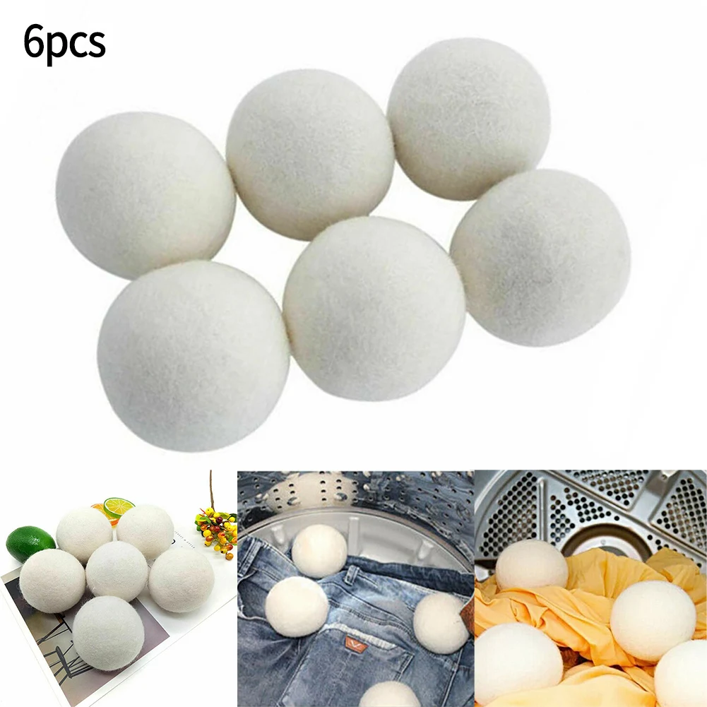 

6Pcs Reusable Wool Dryer Balls Softener Laundry Home Washing 6cm Fleece Dry Kit Ball Useful Washing Machine Accessories