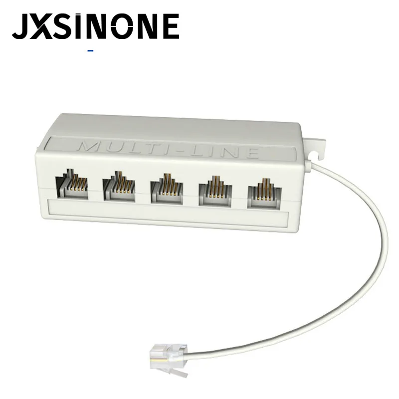 JXSINONE RJ11 Jack 5 Way Outlet Telephone Phone Modular Line Splitter Plug Adapter 6P4C