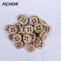 3050pcs 12 5mm 4 holes brown dotted line wooden buttons handmade decorative button for apparel diy sewing accessories