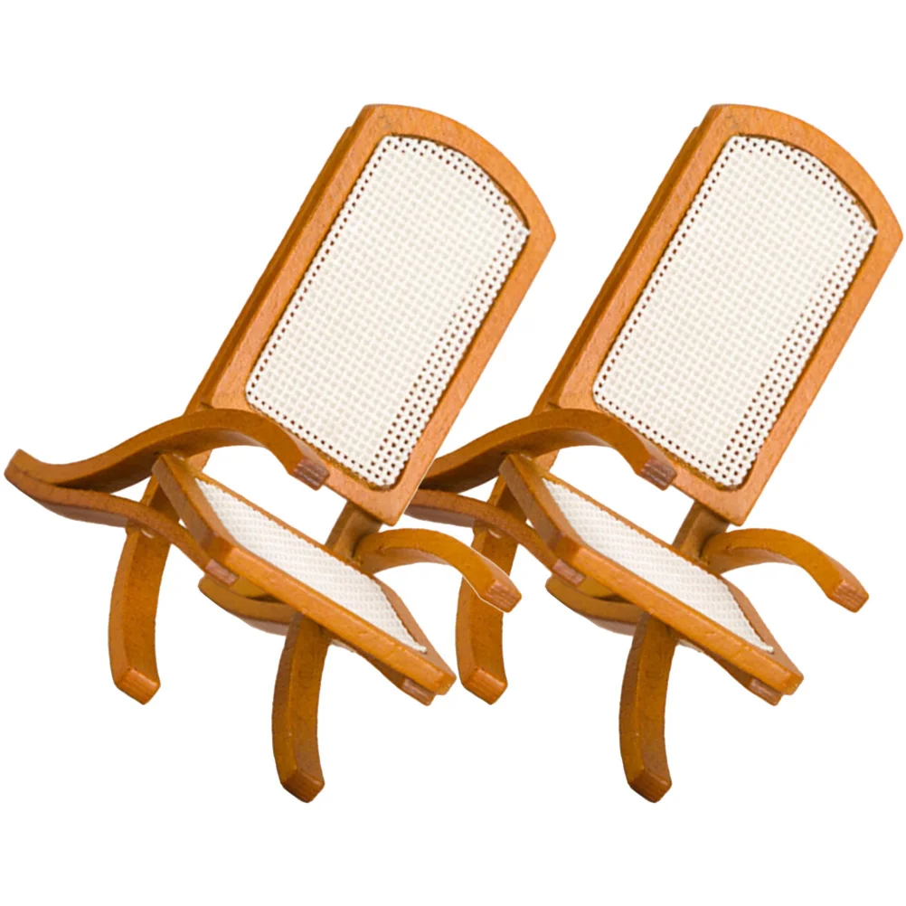 

2 Pcs Wood Furniture Miniature Armchair House Photo Shoot Props Desktop Toy