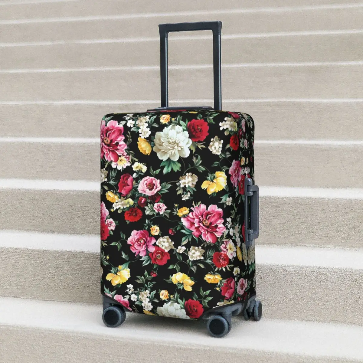 

Colorful Floral Print Suitcase Cover Modern Flowers Travel Protection Vacation Strectch Luggage Supplies