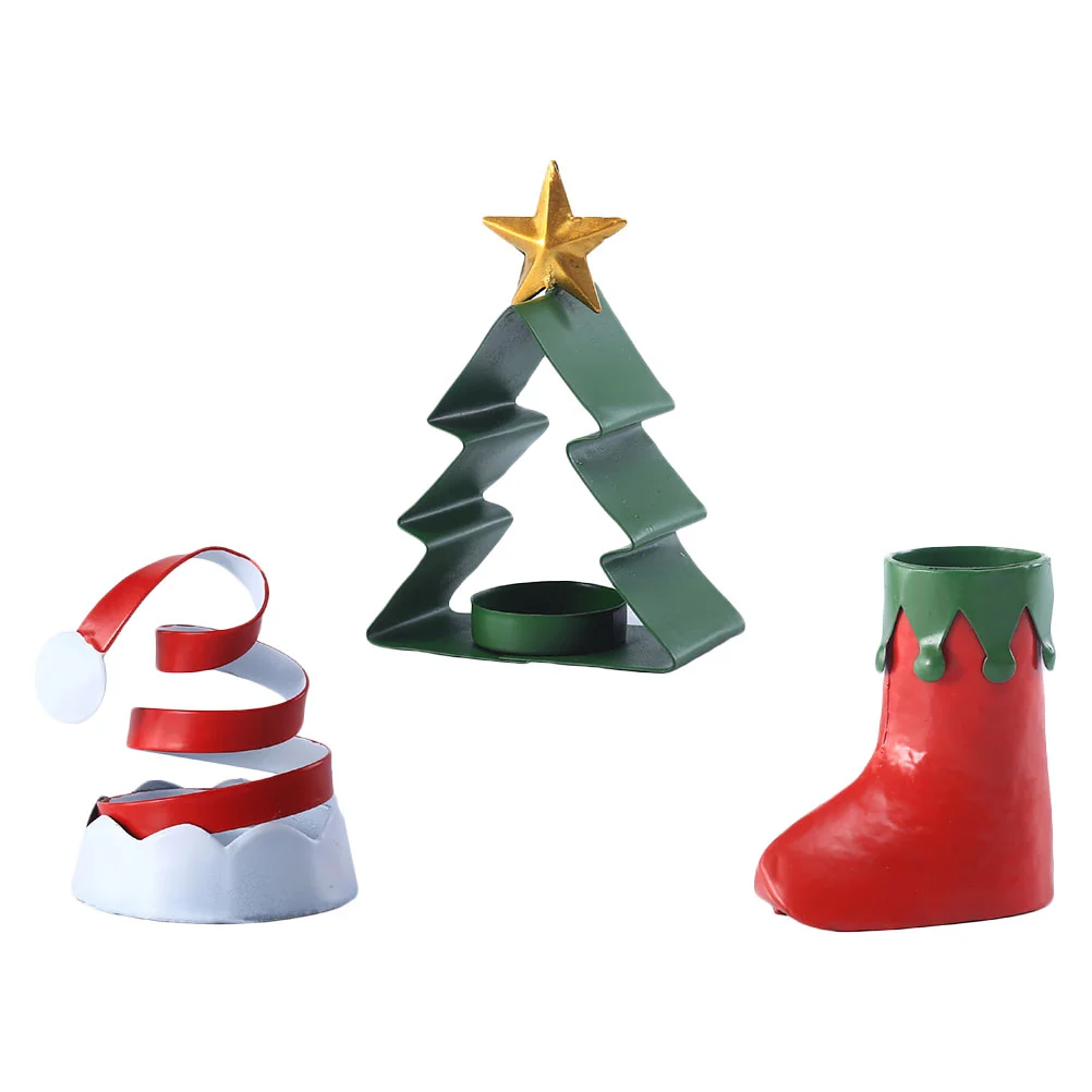 

1 Set Candlestick Xmas Themed Candlestick Decorative Holder Desktop Ornament for Home Balcony