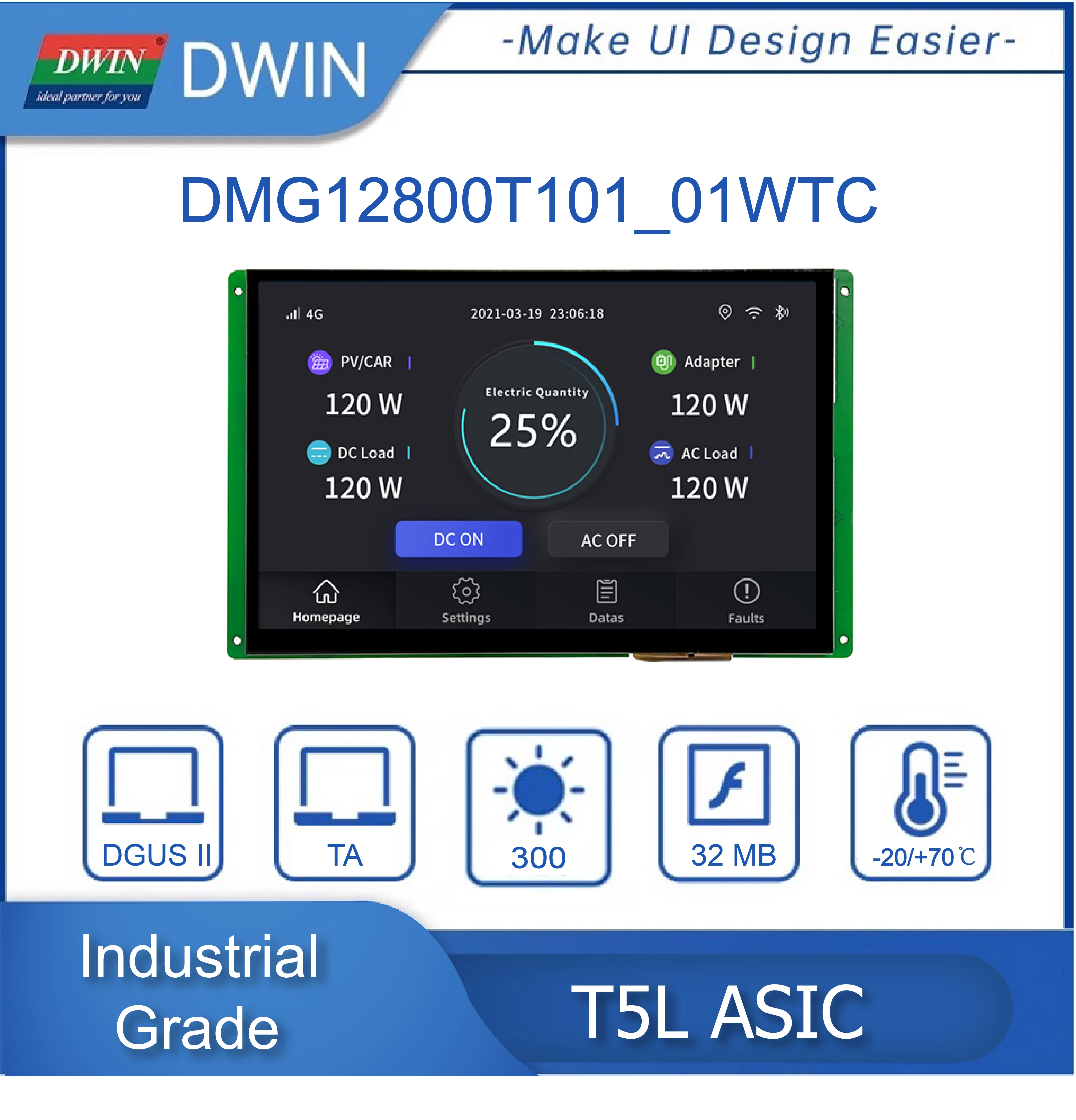 DWIN 10.1 Inch 1280*800 Resolution IPS TFT LCD Module HMI LCM UART DGUS II System TTL RS232  Display Touch Panel Screen