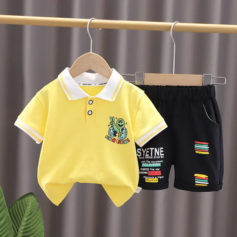 

Summer Children Cotton Baby Boys Clothes T-shirt Short Pants 2Pcs/Set Infant Kids Fashion Toddler Tracksuits 1 2 3 4 5 Years