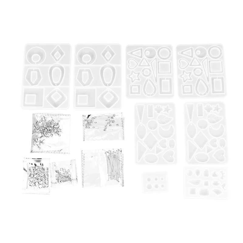 

3 Pairs Earring Resin Molds With 2Pcs Stud Earring Jewelry Epoxy Resin Silicone Molds Including Earring Hooks, Jump Rings, Head/