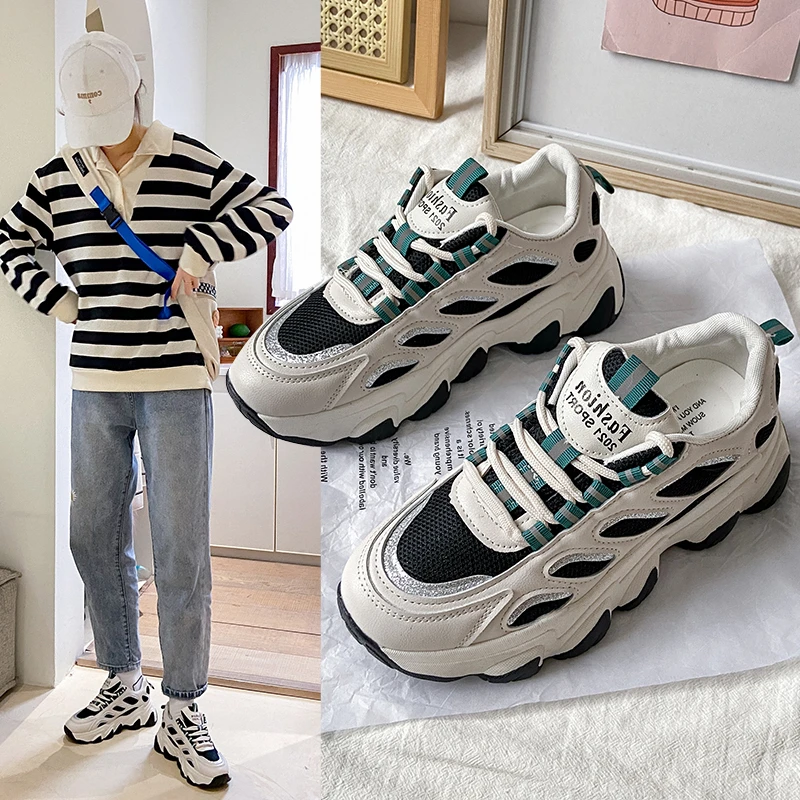 

Кроссовки женские из дышащего сетчатого материала, повседневная обувь для ходьбы, плоская подошва, теннисные туфли, белые