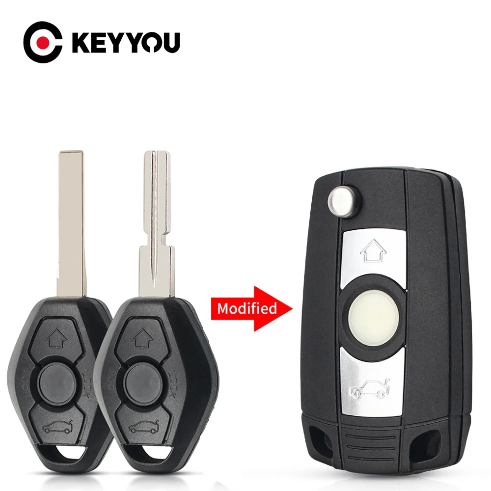 

KEYYOU 3 Buttons Modified Folding Remote Key Shell Case for BMW E81 E46 E39 E63 E38 E83 E53 E36 E85 1 2 3 Series with HU92 Blade