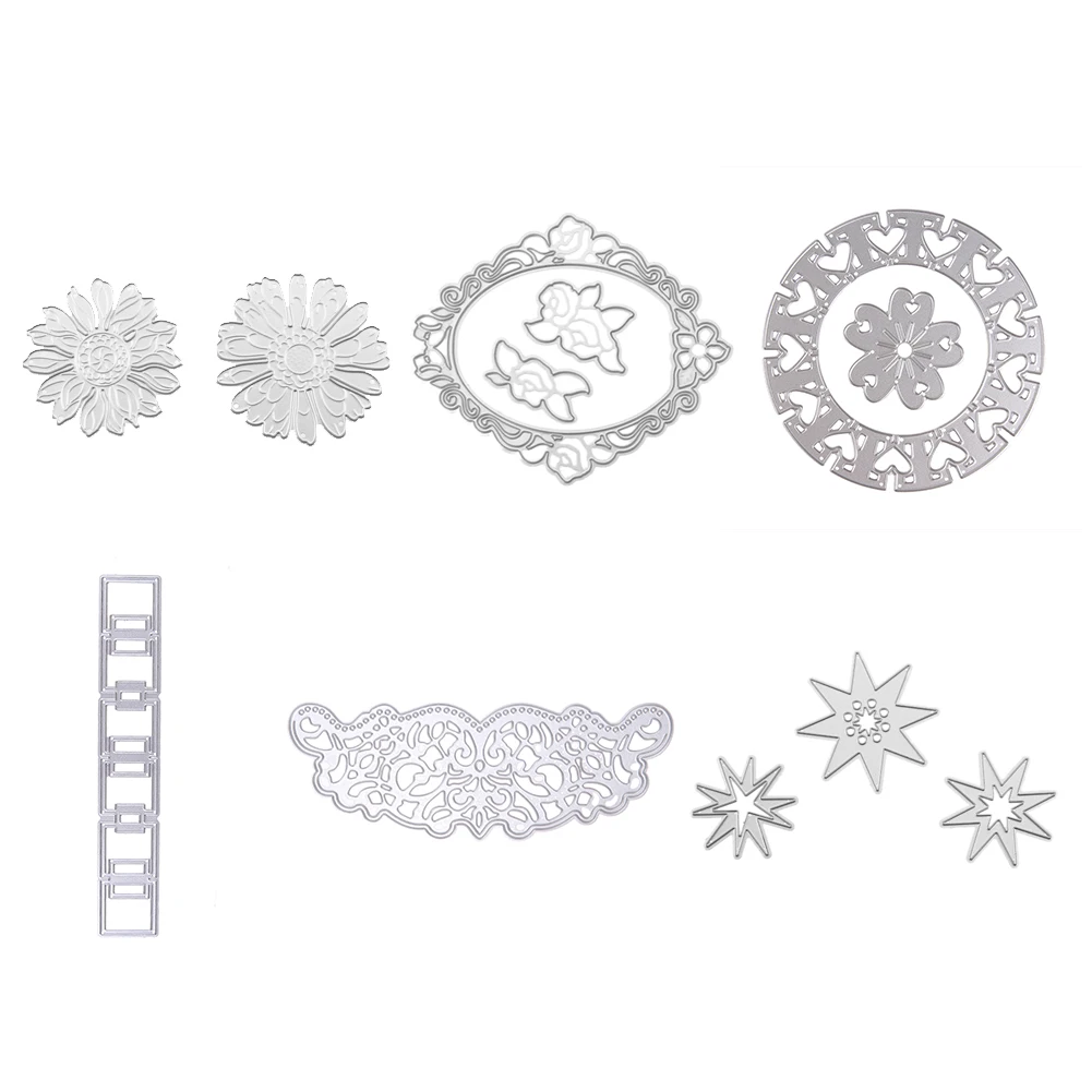 

Cutting Dies Flower Heart Star Carbon Steel DIY Square Stencils for Card Making Envelopes Wedding Festival Hand Account