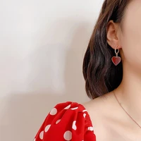 lovely stud earrings luxurious red heart bow earrings for women simple temperament pendant fashion jewelry 2022 new gift