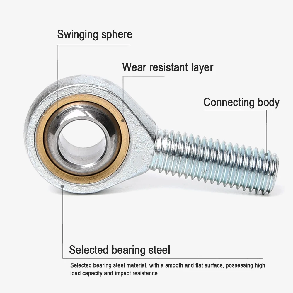 1 шт. M4 M5 M6 M8 M10 M12 мужской шарикоподшипник рыбий глаз конец стержня шарнирный