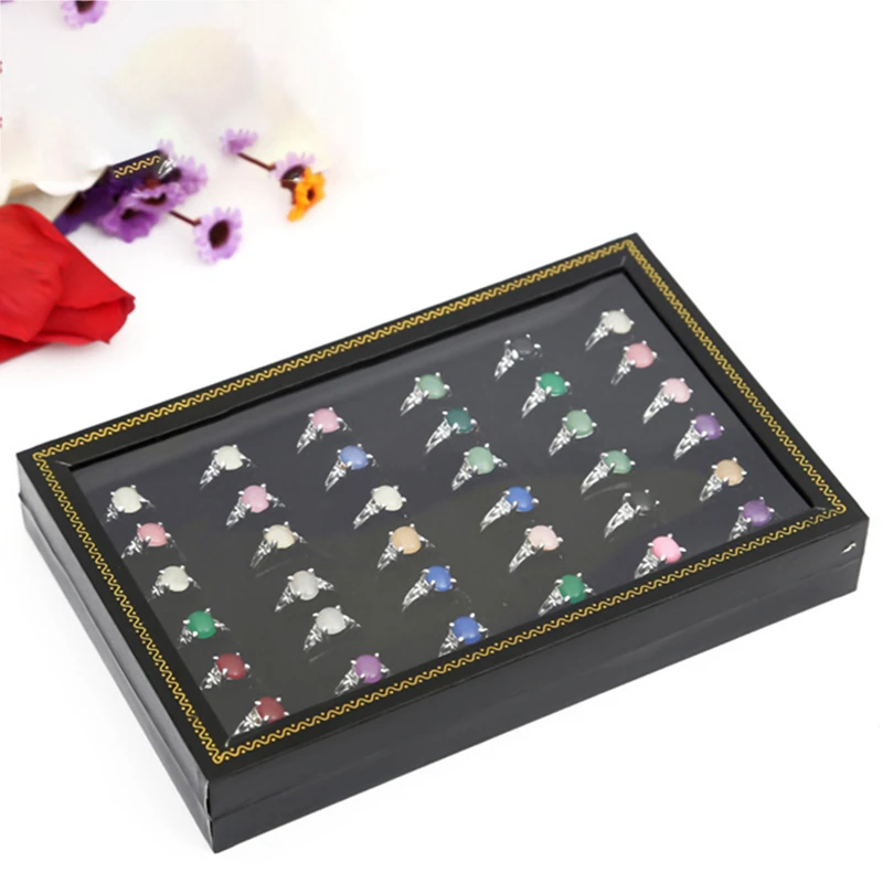 Портативный модный прозрачный демонстрационный контейнер для колец с 36 слотами