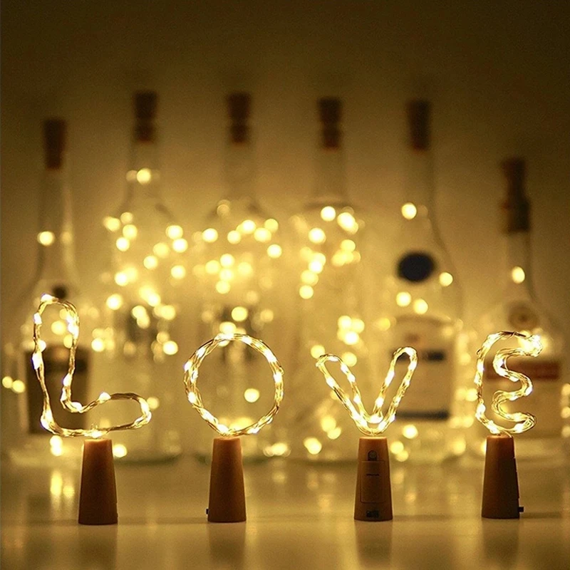 

Wine Bottle Stopper Copper Wire Lamp Button Battery Box Copper Wire Lamp Bar Decoration Lamp Christmas Day Decoration Lights.