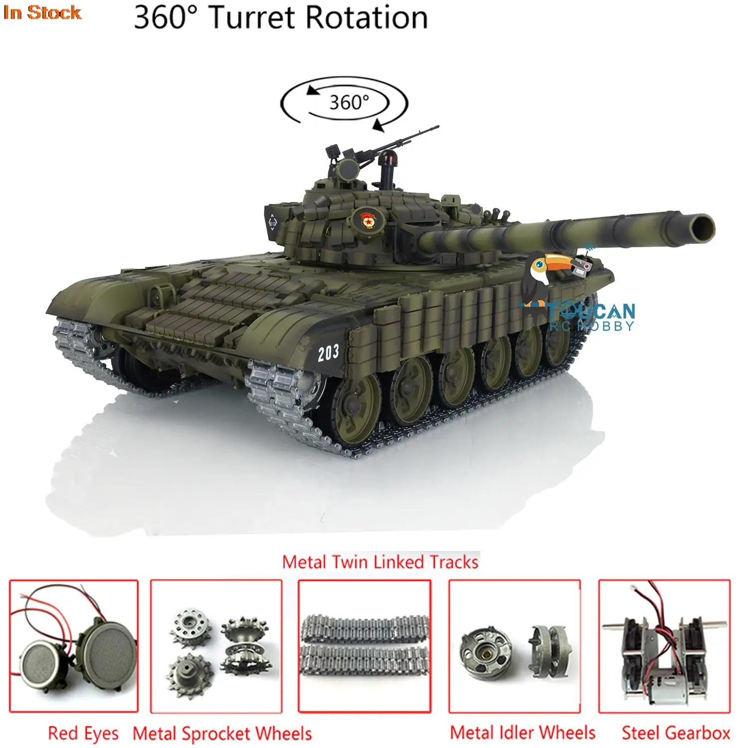 

Upgraded Ver Heng Long RC Battle Tank 1:16 Large TK7.0 Russia T72 3939 Redeyes Remote Tracked Vichels Wireless Toys TH20573