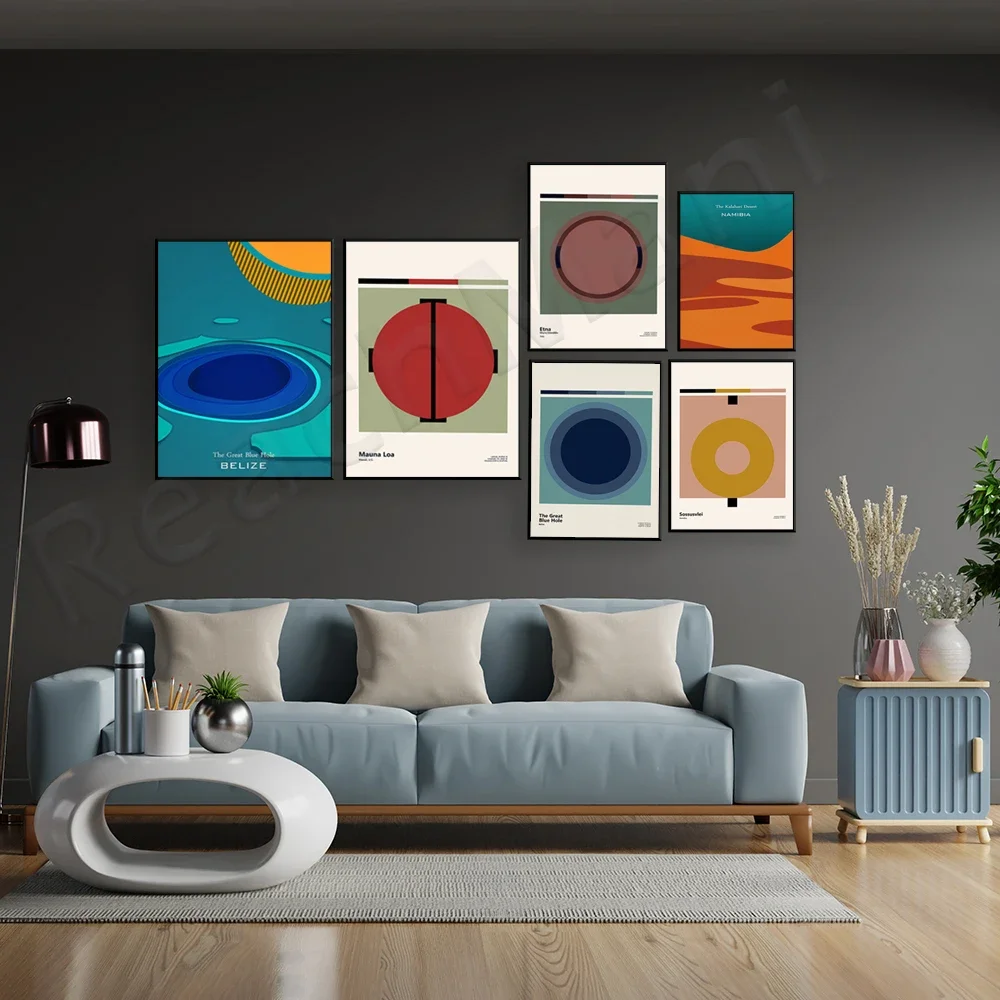 Great Blue Hole Belize Caribbean Sea Kalahari Desert Mauna Loa Mount Etna Rainbow Mountain Travel Poster in Cusco Peru