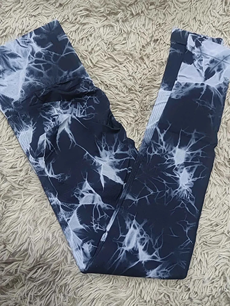 New Women Seamless Tie Dye Sports Leggings Sexy High Waist Running Workout Gym Push Up Slim Stretch Pants Female Workout Legging