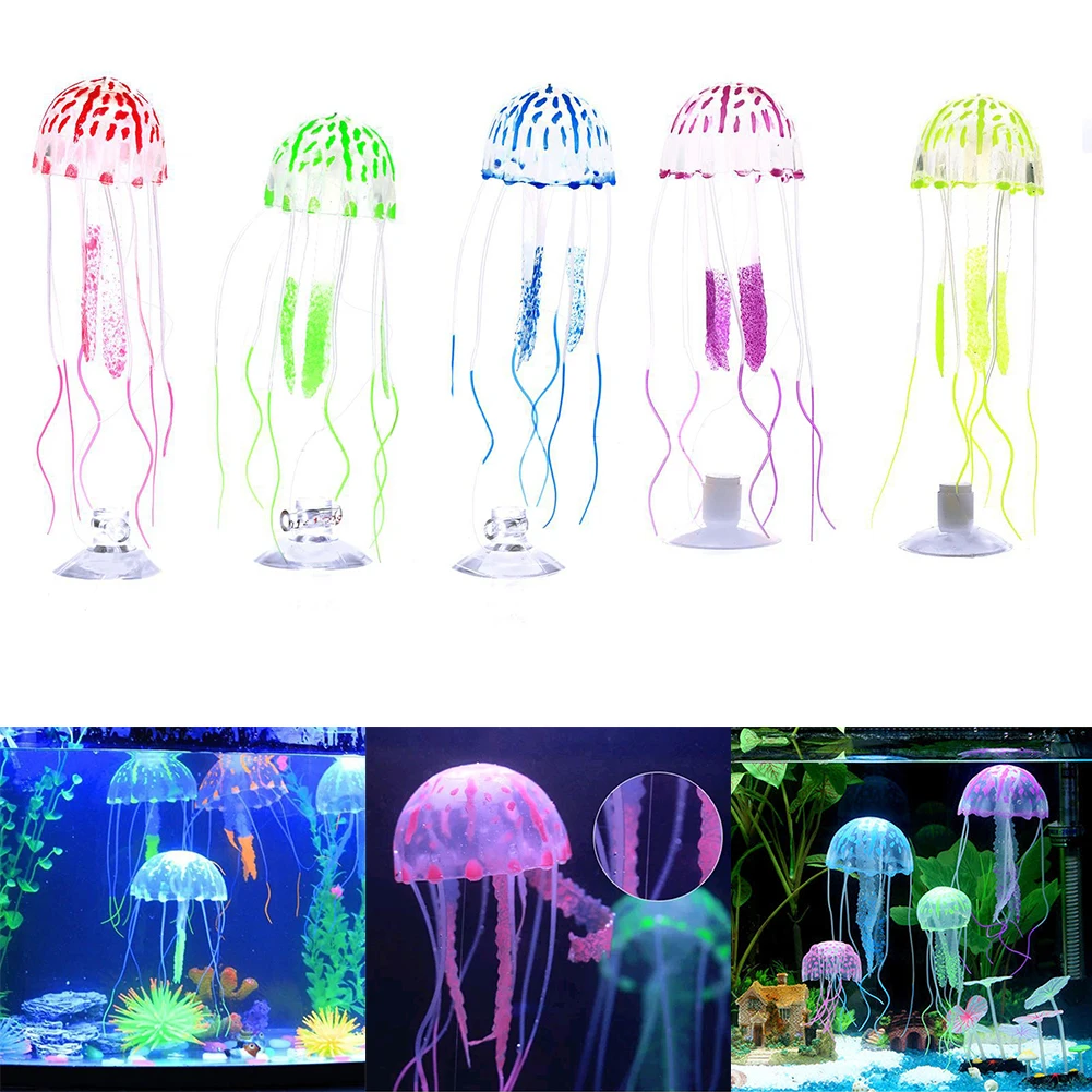 

Artificial Vivid Jellyfish Luminous Silicone Simulation Jellyfish Decoration Fishtank Aquarium Glowing Effect Lovely Decoration