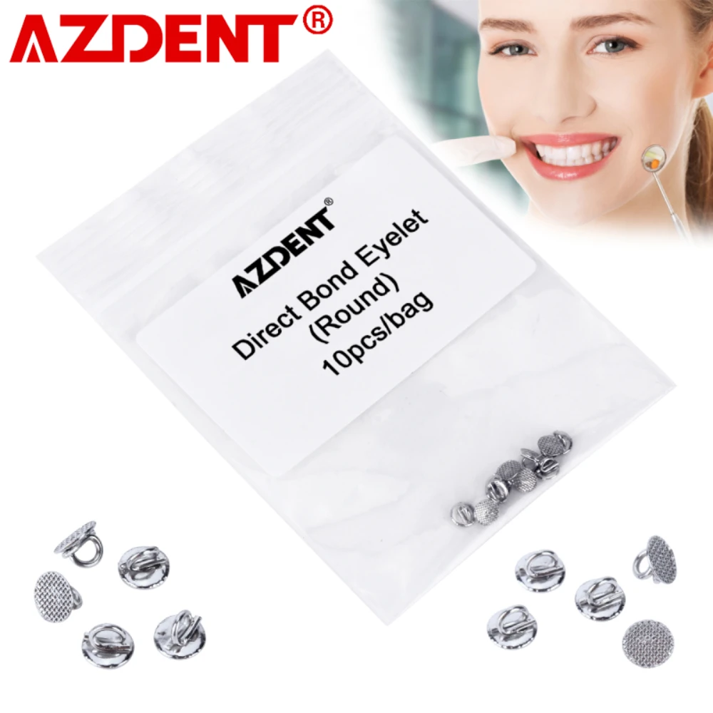 

10pcs Dental Orthodontic Lingual Buttons Consumables Round/ Rectangular Base Bondable Eyelet/Traction Hook Dentist Materials