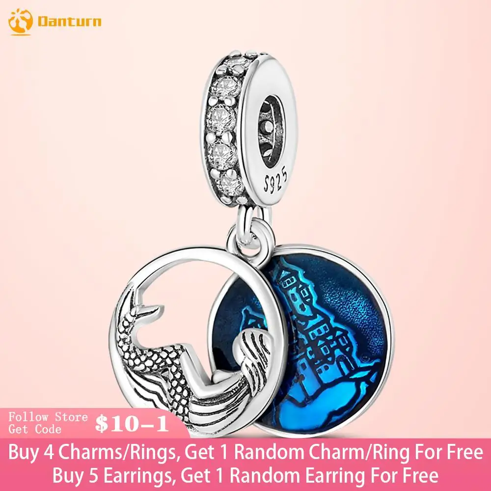 

Danturn 925 Sterling Silver Beads The Castle And The Mermaid Charm fit Original Pandora Bracelets Fashion Fine Jewelry Gift