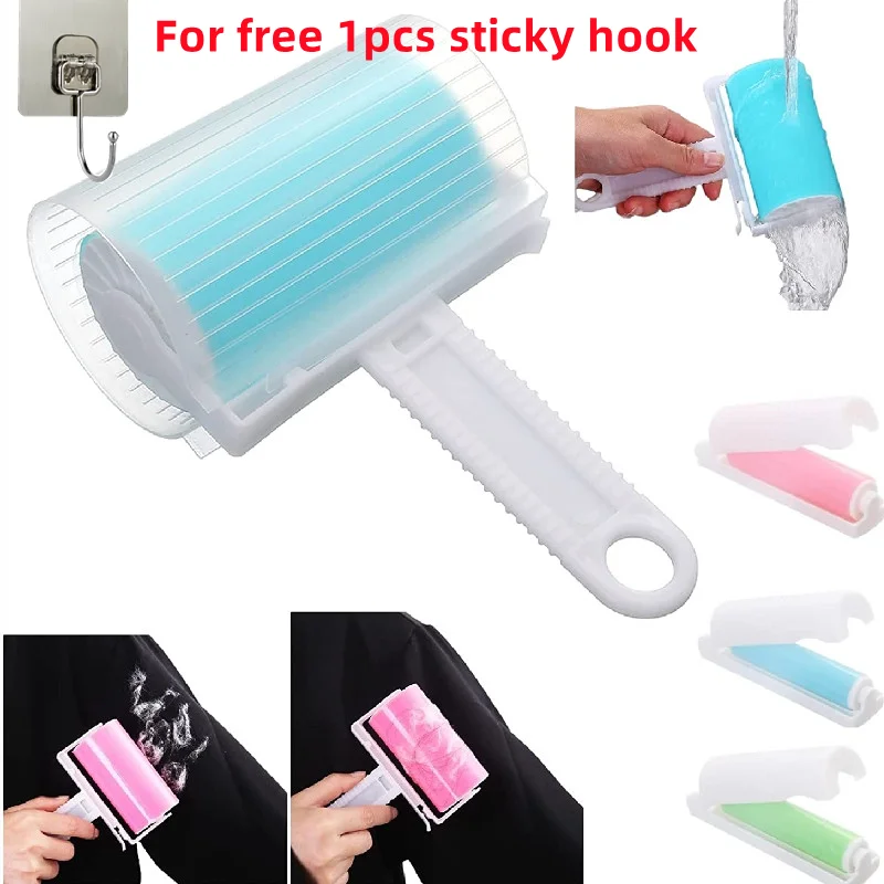 

Sticky Lint Washable Reusable Clothes Hair Pet Hair Sticky Roller Household Cleaning Portable Hair Remover Roller-Brush Sticker