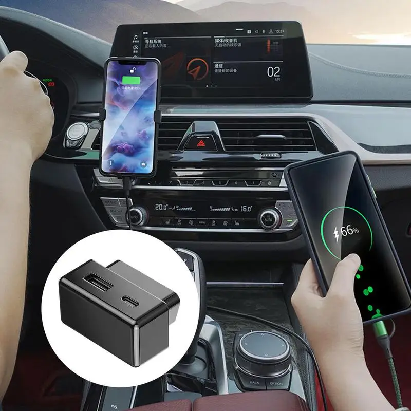 

Plug For Tesla Model Y/3 Ports Extender Phone Concealed PD Fast Charging USB Type-C Dual Heads Wall Charger Splitter Adapter