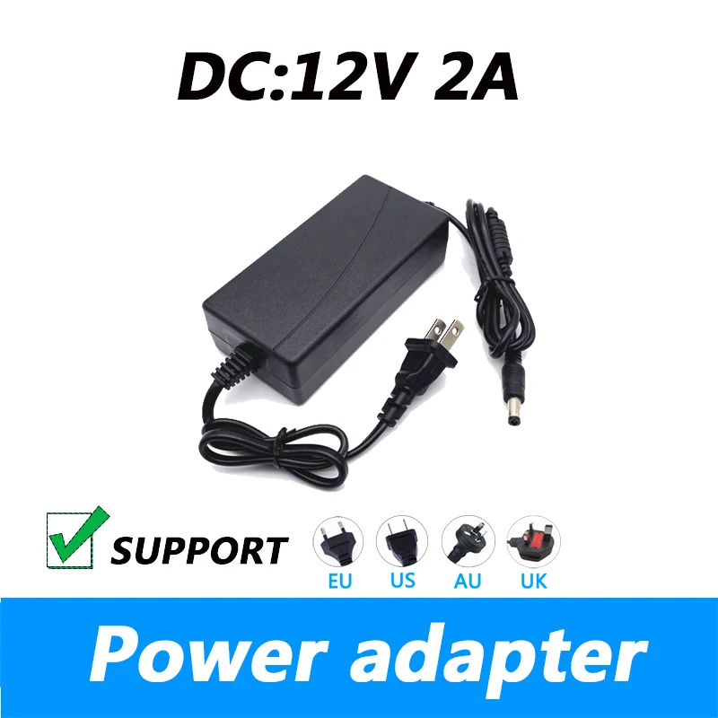 

AC100-240V DC12V 2A Power Adapter Monitor Power LED Lamp Transformer Cable UK Plug AU Plug 5.5*2.1MM Power Supply