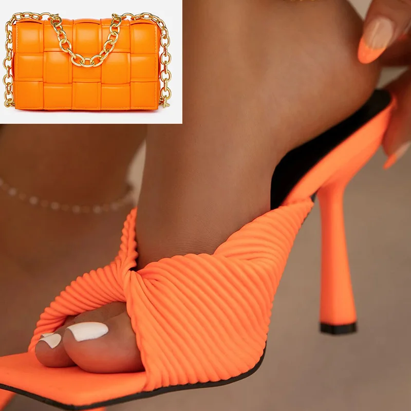 

Summer Solid Color Fish Mouth Women's Shoes Sandals High Heels Plus Size Flip Flops Sexy Luxury Outdoor Shoes and Wallets Slides