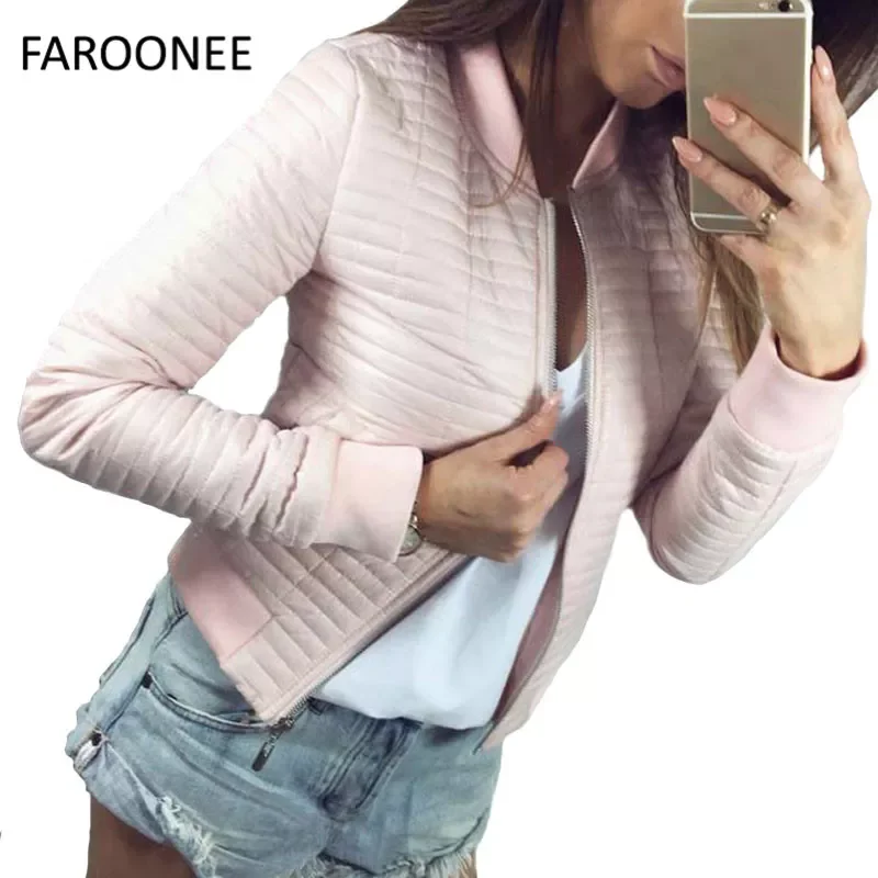 2022New Spring Autumn Coat Short Section Outerwear Cotton Padded Warm Jacket Outerwear Casual Pink Black Thin Female Clothes