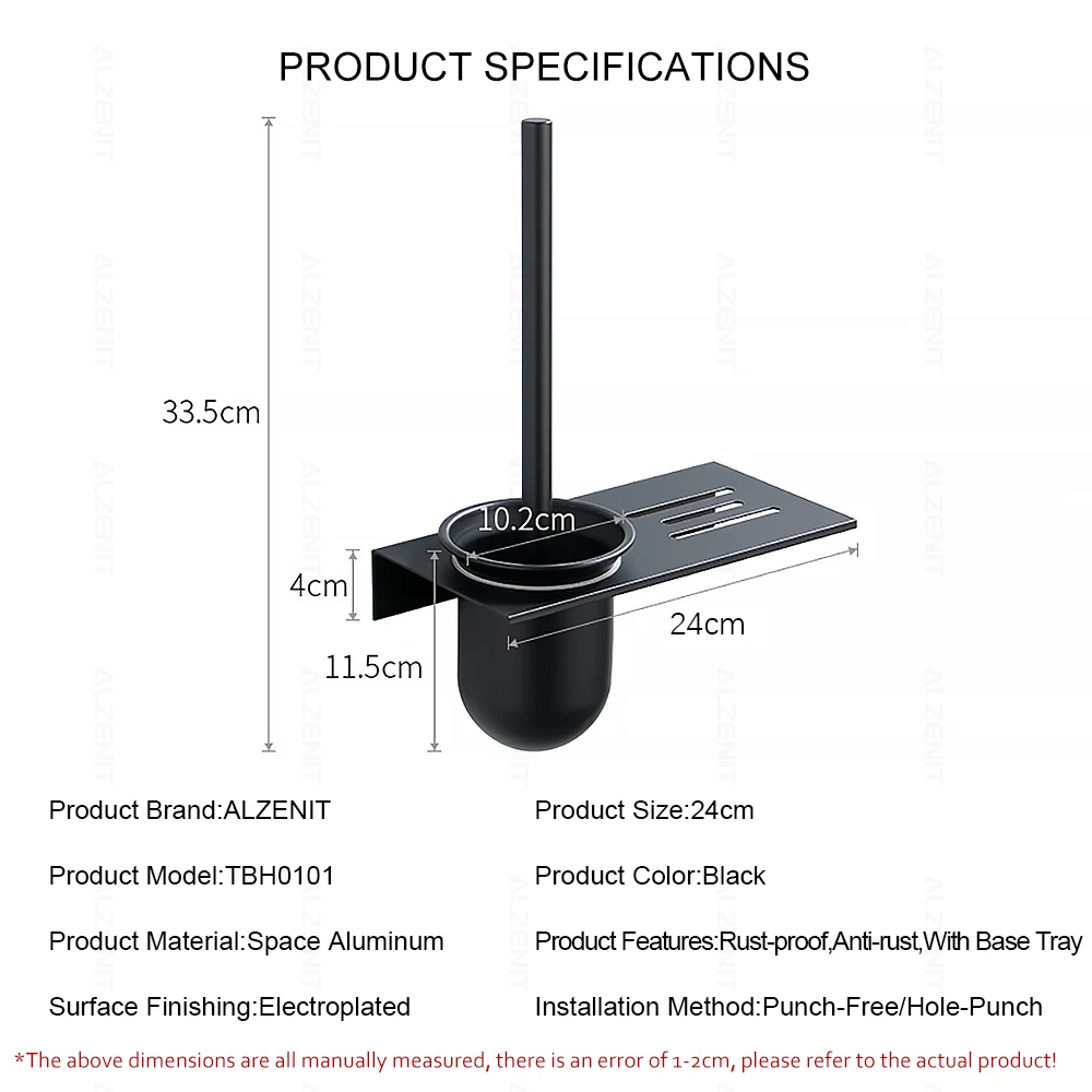 toilet brush holder plunger set wall mount with bracket durable wc cleaning supplies matte black aluminum bathroom accessories free global shipping