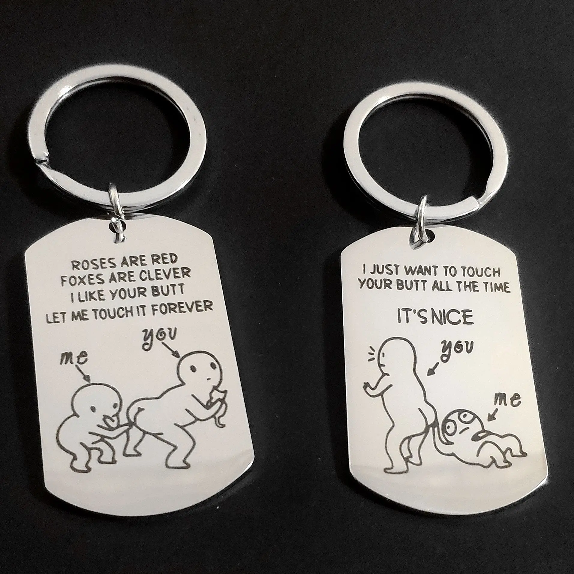 

Creative Keyring Military Tag Couple Gift Stainless Steel Carabiner for Keys Funny Best Friend Girlfriend Boyfriend Ornaments
