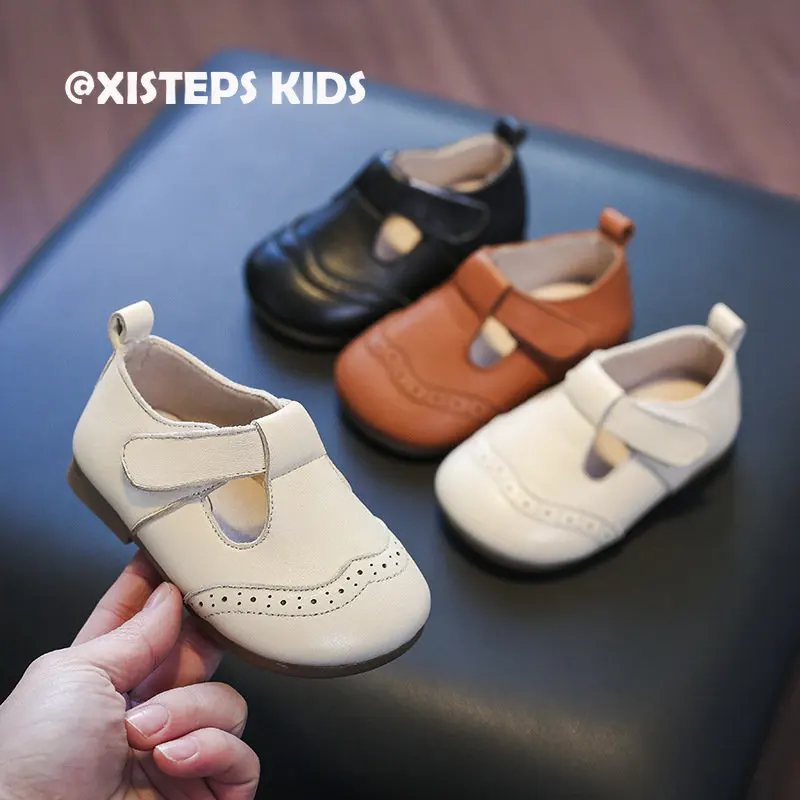 

Vintage Baby Girls Boys Leather Shoes 1-3Y Toddler First Walker Soft Sole Non-slip Kids Loafers Black Yellow Beige Mary Jane