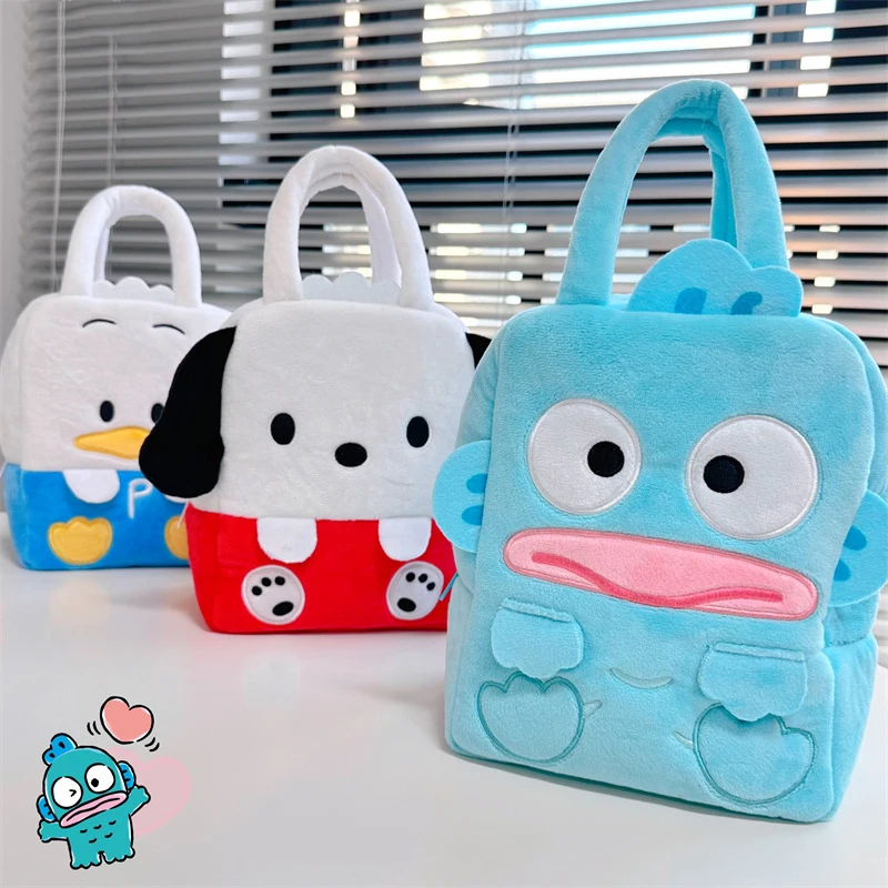 

Kawaii Sanrioed Plush Handbag Pochacco Hangyodon Pekkle Bag 2023 New Cartoon Stuffed Bag Portable Lunch Bag Backpack Girls Gift