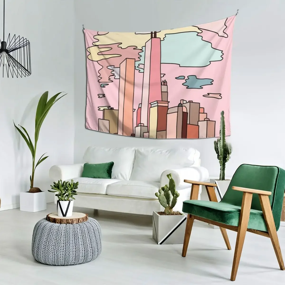 Чикаго закат от Sasa Elebea Гобелен для комнаты Эстетические украшения Украшение в