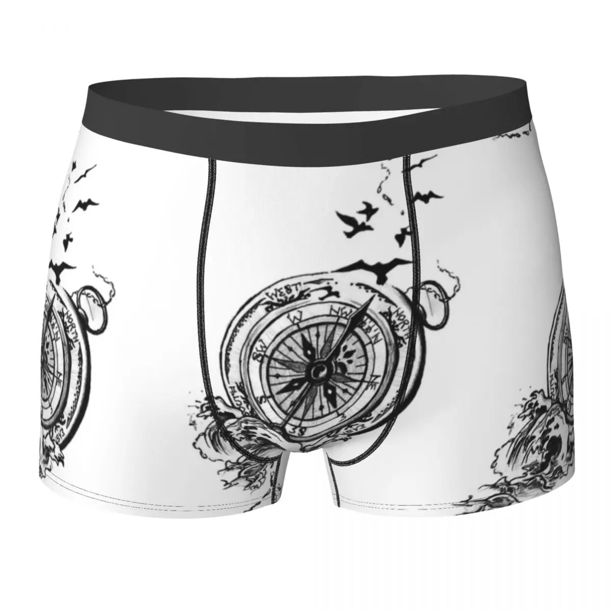 

Compass Bird Wave Underwear Navigation Men Shorts Briefs Comfortable Trunk Hot Print Plus Size Panties