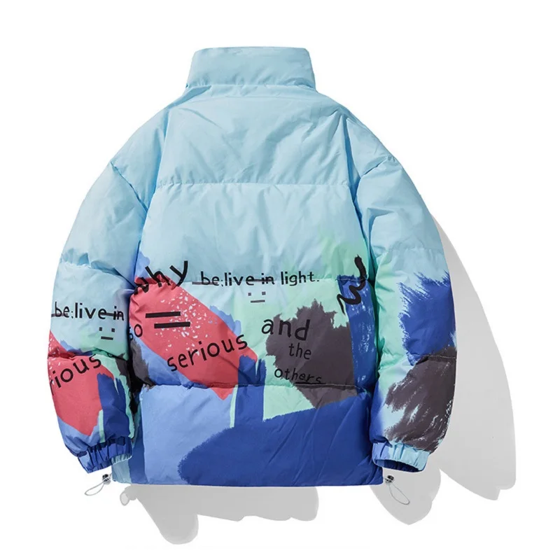 Couple Clothes Mens Fashion Printed Versatile Stand Collar Casual Cotton Jackets Youth Outdoor Sports Winter Warm Jacket Men