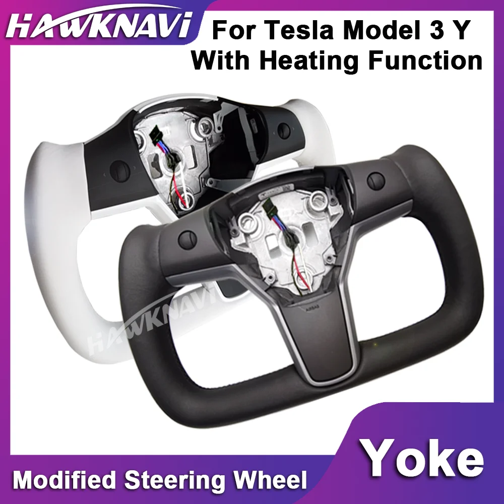 

Модифицированное рулевое колесо Yoke для Tesla Model 3 Y 2017 2018 2019 2020 2021 2022 с функцией подогрева, кожаная Матовая Глянцевая сторона