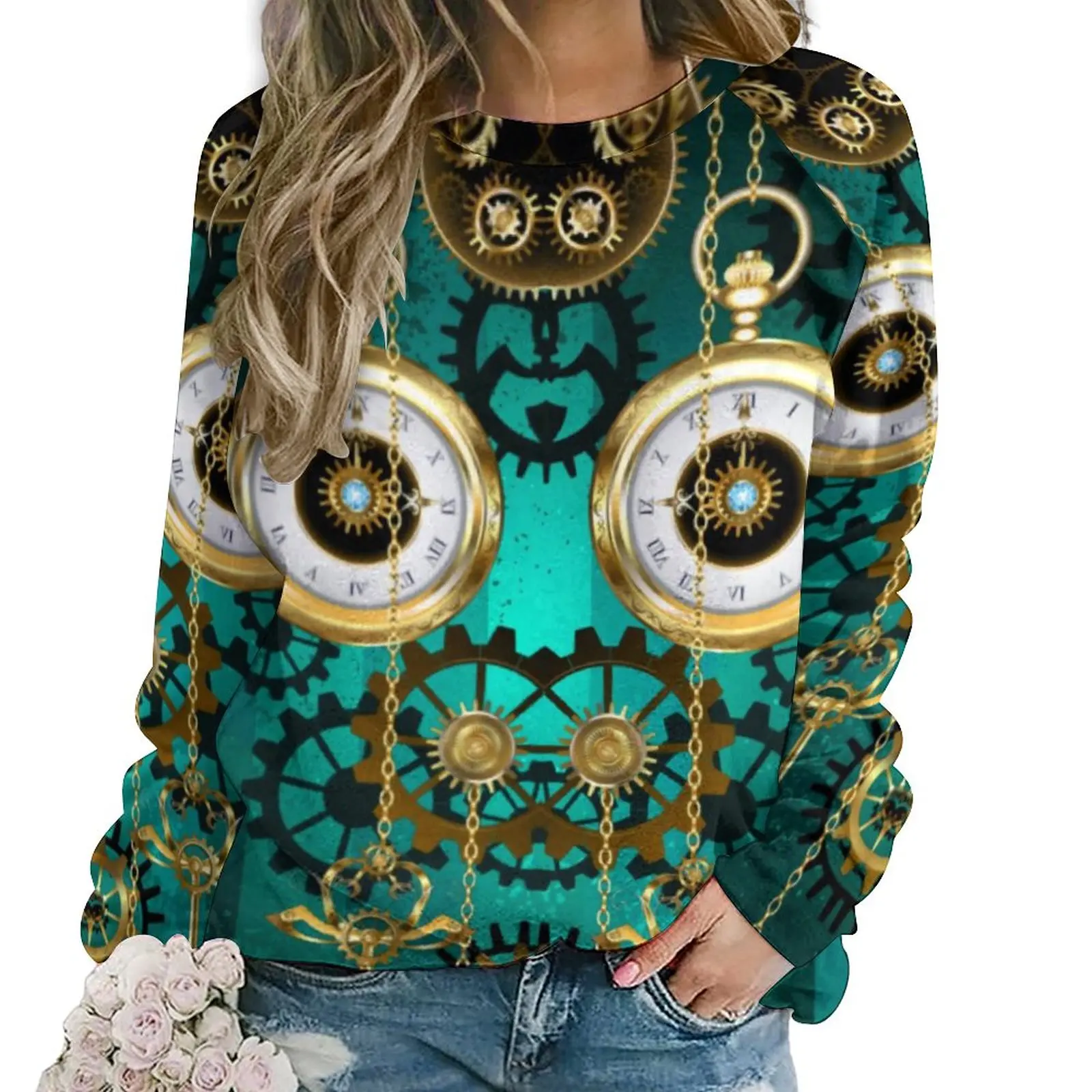

Steampunk Jewelry Watch Hoodies Female Clockwork Print Harajuku Casual Hoodie Winter Long Sleeve Y2k Pattern Sweatshirts