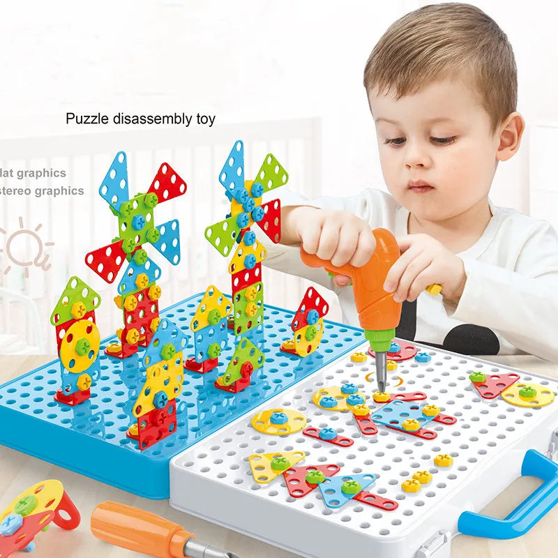 

499Pcs3DSimulationToolboxBoysAndGirlsChildren'sElectricScrewPuzzleDIYMosaicBuildingBlocksPuzzleAssemblyTrainingHands-onToys
