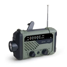 Emergency Radio Solar Hand Crank Powered 2000mAh Power Bank Phone Charger Portable AM/FM/NOAA Weather Radio COB LED Flashlight