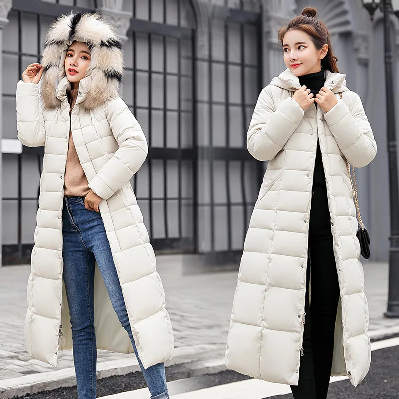Down Cotton Women's Long 2022 Winter Wear New Korean Version of Fashion Slim Over Knee Padded Winter Coat Coat