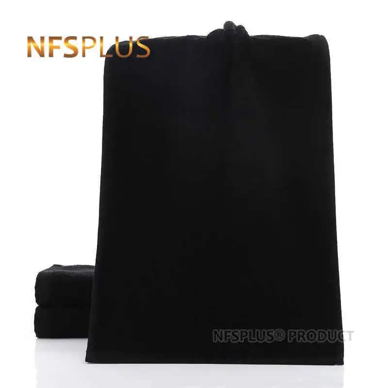 

Black Cotton Bathroom Face Towel White Thick Heavy Terry Washcloth For Travel Beach Sports SPA Gym 34x75cm Hand Towels For Adult