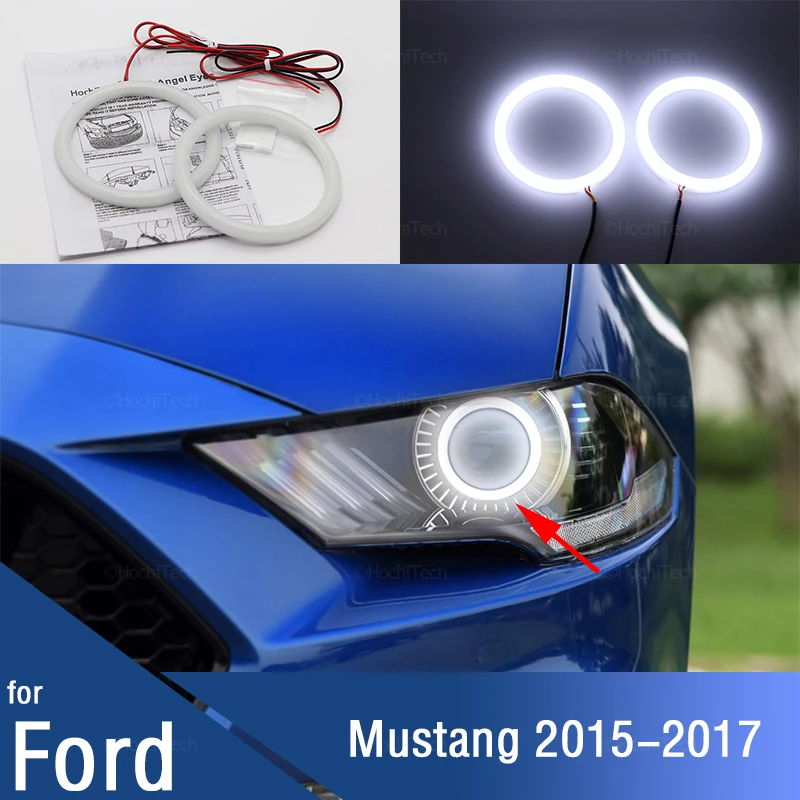 

for Ford Mustang 2015 2016 2017 Car Accessories Ultra Bright Day Light DRL Cotton Angel Eyes Demon Eyes Kit Warm White Halo Ring