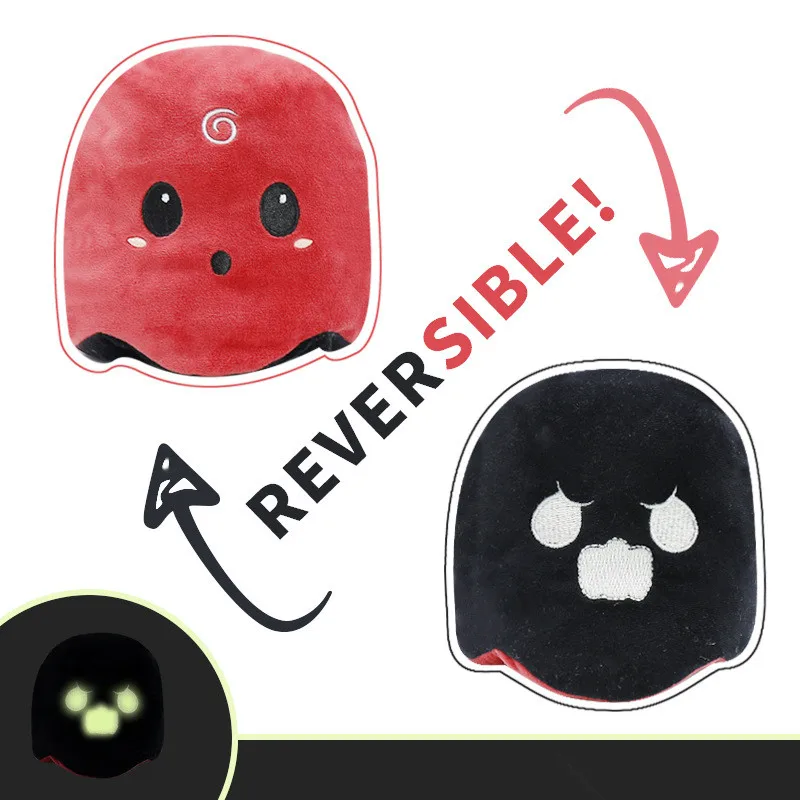 1pc Stuffed Reversible Flip Ghost Doll Plush Toy Luminous Double-sided Soft Pillow For Home Decoration Kawaii Halloween Toys - купить по