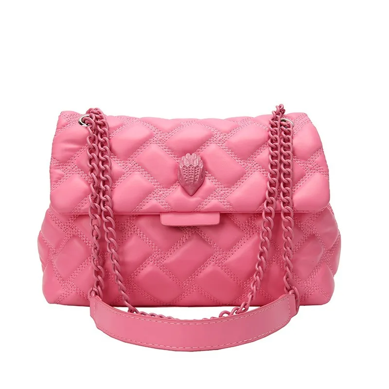 

Chain Crossbody Bag for Women Fashion Luxury Design Diamond Print Handbag High Quality Leather Lady Underarm Bags Macaron Color