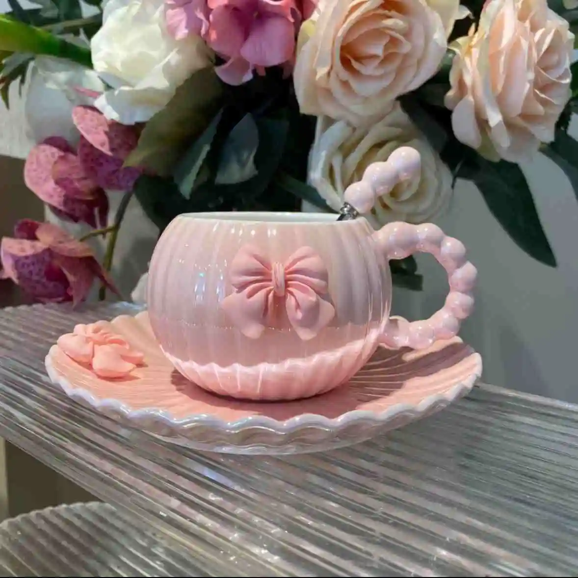 260 мл легкая роскошная кофейная чашка и блюдо с бантом декоративный керамический